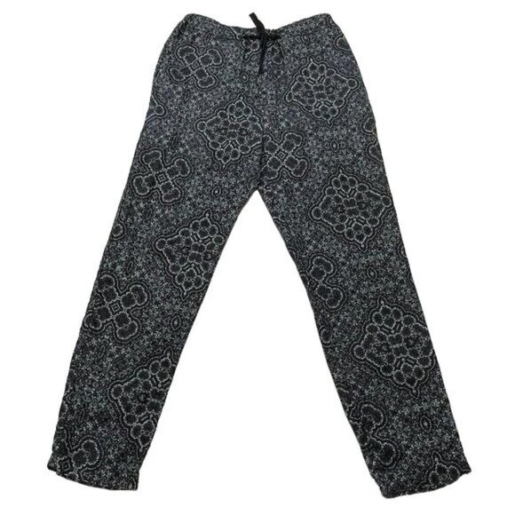 REVOLVE Overlover Pants Yucca Linen Printed Purple Green High Rise Drawstring 30 - Picture 1 of 14